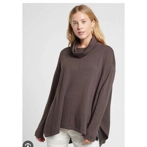Athleta Women's XXS Ethereal Brushed Funnel Neck Sweater 510381 Brown